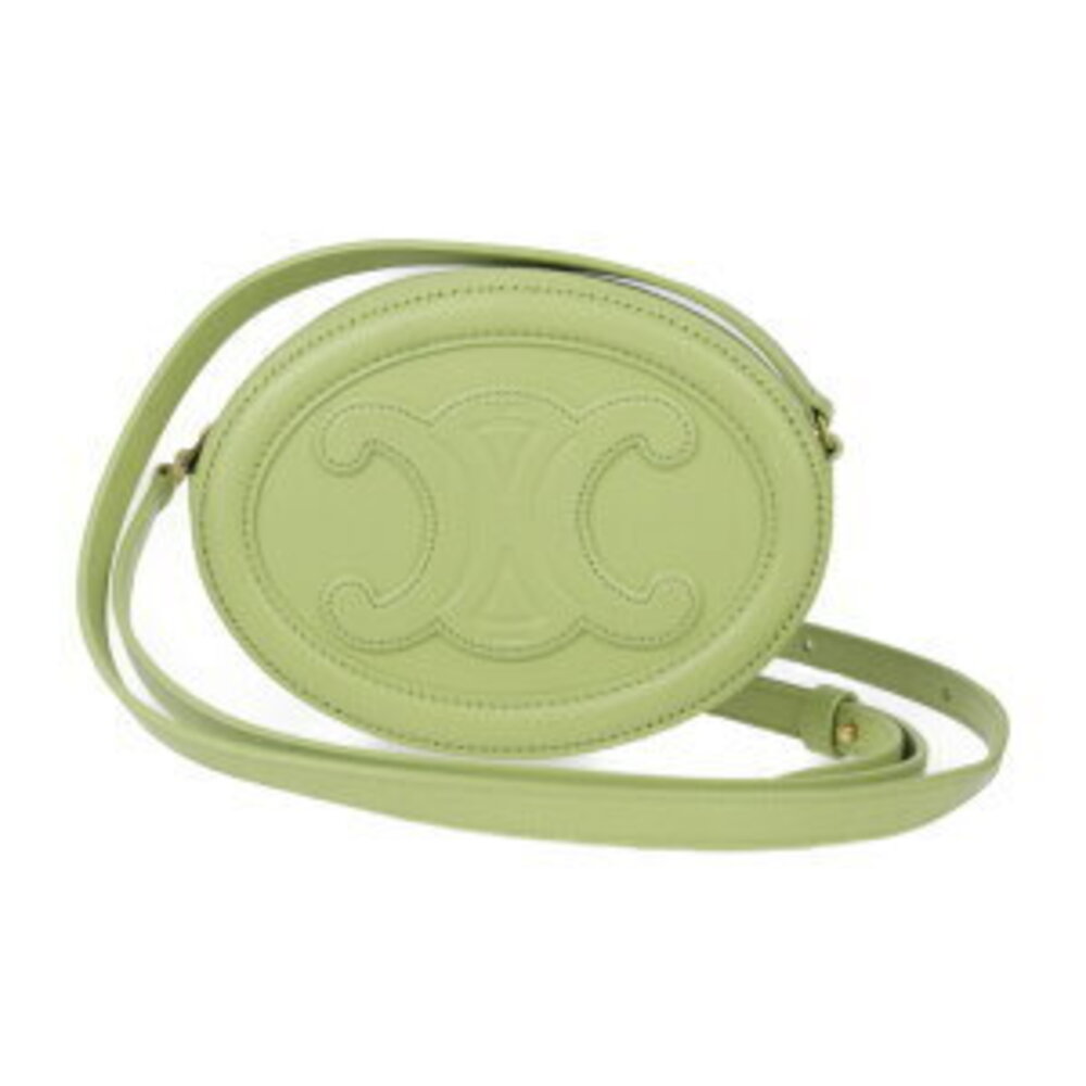 Celine Shoulder Cuir green Bag Purse Oval Crossbody calfskin Triomphe - Picture 2 of 9